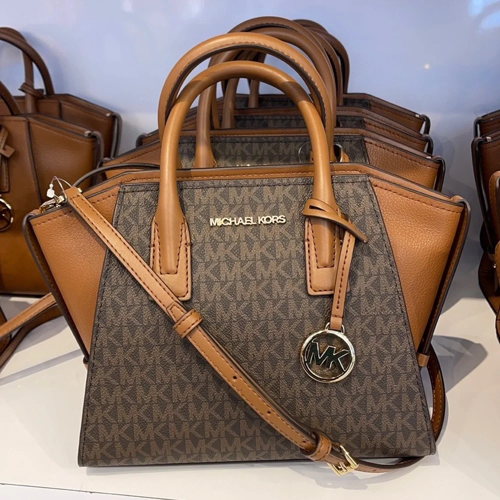 Michael Kors Avril Small Top Zip Satchel Shoulder Bag Color Brown